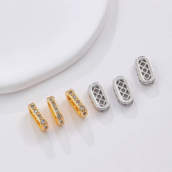 Diy Pearl Bracelet With Three Row Oval Spacer Beads Copper Plated Real Gold And Micro Zircon Electroplating Treatment