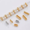 Diy Pearl Bracelet With Three Row Oval Spacer Beads Copper Plated Real Gold And Micro Zircon Electroplating Treatment