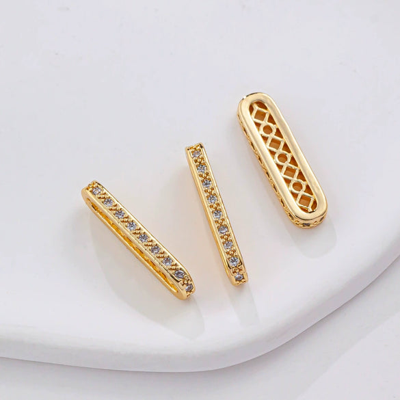 Diy Pearl Bracelet With Three Row Oval Spacer Beads Copper Plated Real Gold And Micro Zircon Electroplating Treatment