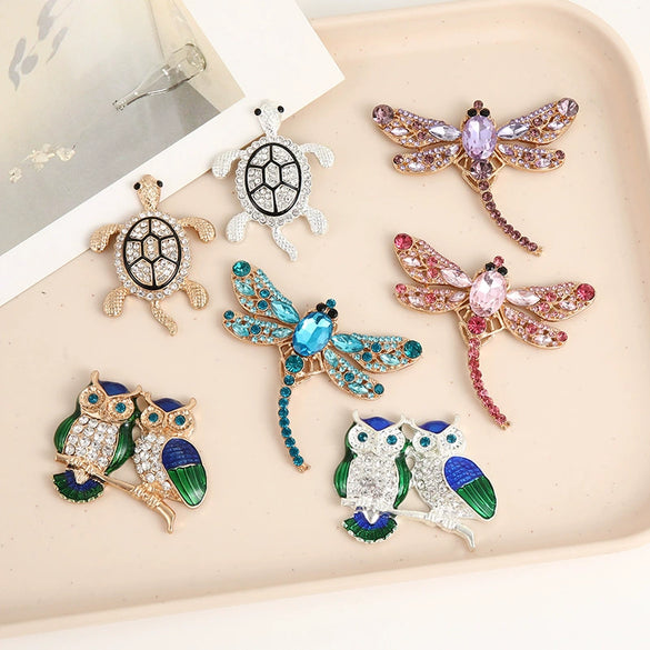 Diy Rhinestone Owl Alloy Clothing Accessories With Electroplating And Dragonfly Turtle Patterns