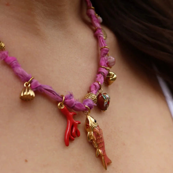 Dopamine Bracelet Copper Geometric Fish Conch Coral Pearl Pendant Electroplating Fashion