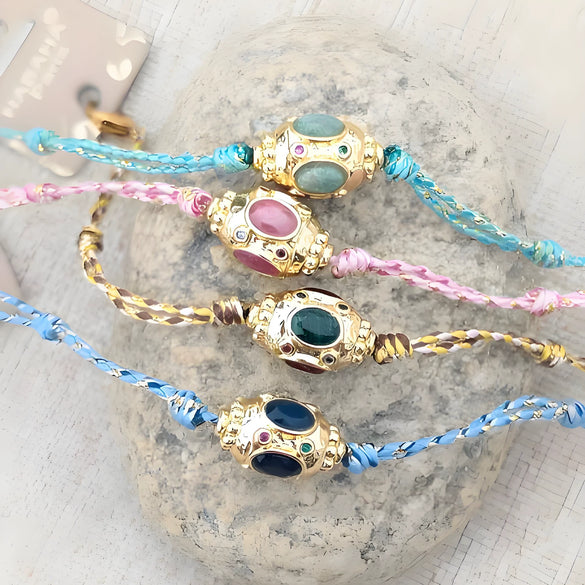 Dopamine Bracelet Copper Geometric Round Zircon Diamond Braided Electroplated
