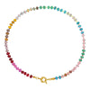 Dopamine Color Natural Stone Abacus Beaded Handmade Stainless Steel Necklace For Women With Geometric Style