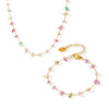 Dopamine Crystal Stainless Steel Chain Clavicle Necklace And Bracelet With Electroplating Light Luxury Style