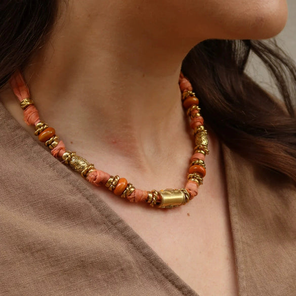 Dopamine Necklace Zircon Handmade Cylindrical Ushaped Copper Electroplating