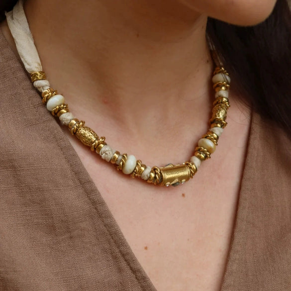 Dopamine Necklace Zircon Handmade Cylindrical Ushaped Copper Electroplating