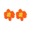 Dopamine Rose Red Women's Exaggerated Highend Earrings Zinc Alloy Flower Electroplated