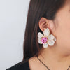 Dopamine Rose Red Women's Exaggerated Highend Earrings Zinc Alloy Flower Electroplated