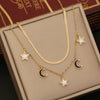 Double Butterfly Star Moon Clavicle Chain Stainless Steel Necklace With Electroplating For Women