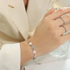 Double Chain Geometric Smiley Bracelet For Women Electroplated Titanium Steel Minimalist Jewelry
