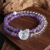 Double Crystal Bracelet Handmade Lion Moon Pearl Double Circle Design For Women