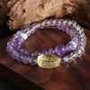 Double Crystal Bracelet Handmade Lion Moon Pearl Double Circle Design For Women