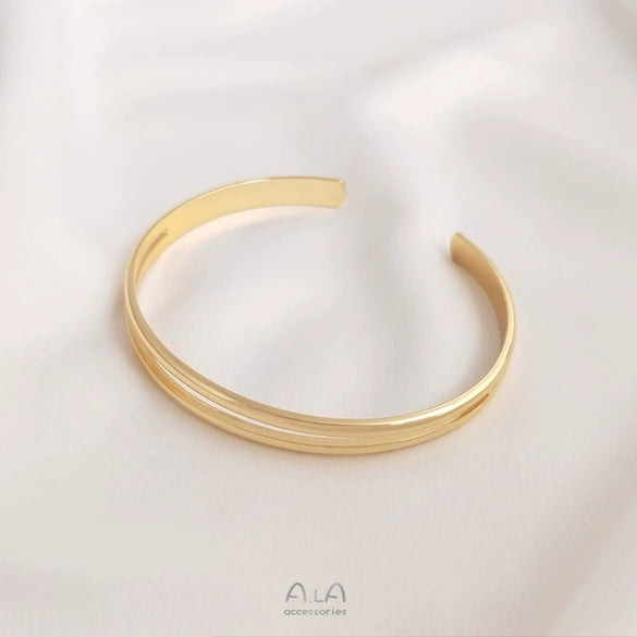 Double Curved Open Bracelet Simple Fashion Alloy Silver Gold Plated Electroplated Diy Handmade For Women