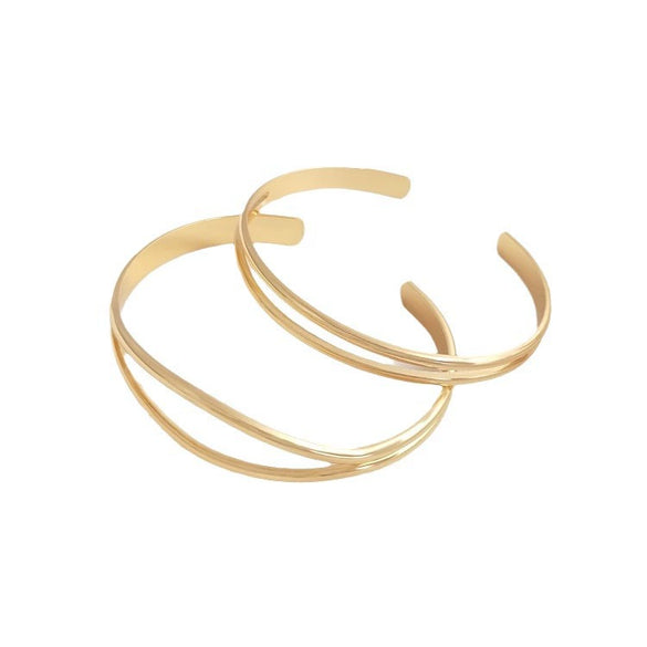 Double Curved Open Bracelet Simple Fashion Alloy Silver Gold Plated Electroplated Diy Handmade For Women