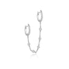 Double Ear Holes S925 Sterling Silver Circle Earrings With Chain Pendant And Ear Buckle U Shape Platinum Or 18K Gold Electroplated For Women