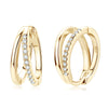 Double Hoop Earrings For Women Moissanite 925 Sterling Silver Geometric Electroplated