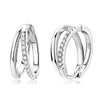 Double Hoop Earrings For Women Moissanite 925 Sterling Silver Geometric Electroplated