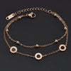 Double Layer Bead Chain Roman Round Ladies Titanium Steel Bracelet With Geometric Pattern And Diamond Design