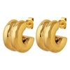 Double Layer C Shaped Half Ring Mirror Earrings For Women Titanium Steel 18K Gold Plated Geometric Style Electroplated