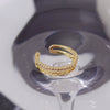 Double Layer Chain Row Drill Opening Ring Light Luxury Copper Finger And Tail Ring With Geometric Design And Electroplating
