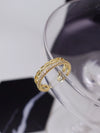 Double Layer Chain Row Drill Opening Ring Light Luxury Copper Finger And Tail Ring With Geometric Design And Electroplating