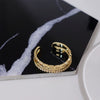 Double Layer Chain Row Drill Opening Ring Light Luxury Copper Finger And Tail Ring With Geometric Design And Electroplating