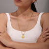 Double Layer Clavicle Necklace With Queen Elizabeth Image Stainless Steel 18K Gold Plated Geometric Design