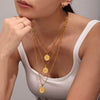 Double Layer Clavicle Necklace With Queen Elizabeth Image Stainless Steel 18K Gold Plated Geometric Design