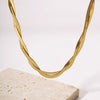 Double Layer Cross Flat Snake Chain Necklace For Women Stainless Steel Pvdp Furnace Real Gold Plated Geometric Style