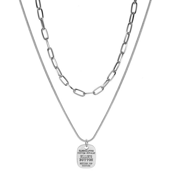 Double Layer Geometric Alloy Necklace With Electroplated Pendant And Snake Bone Chain Exquisite Minimalist Sweater Chain For Women