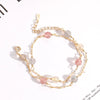 Double Layer Handmade Copper Crystal Bracelet For Women With Strawberry Crystal And Moonstone Fashion Jewelry
