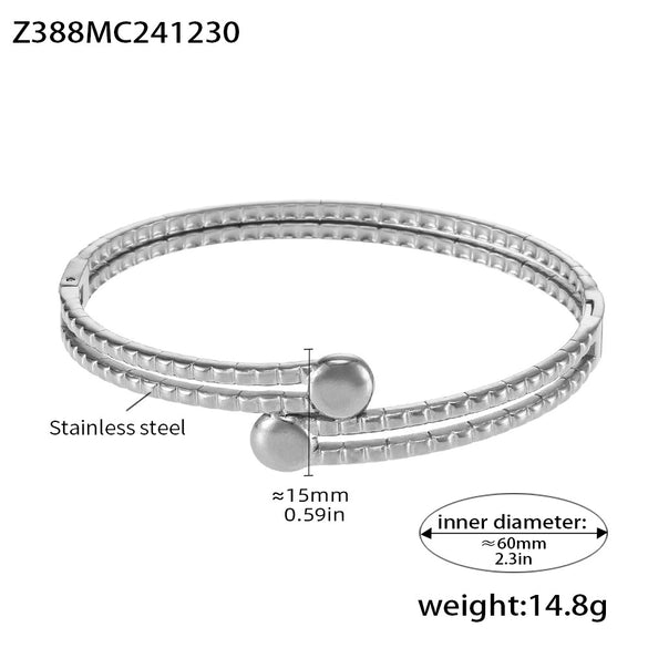 Double Layer Open Bracelet Stainless Steel Light Luxury Geometric Furnace Vacuum Plating 18K Real Gold Non Fading
