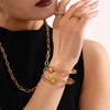 Double Layer Open Bracelet Stainless Steel Light Luxury Geometric Furnace Vacuum Plating 18K Real Gold Non Fading