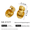 Double Layer Pendant Oval Oversized Round Curved Stainless Steel Earrings For Ladies With Geometric Pattern And 18K Furnace Vacuum Plating