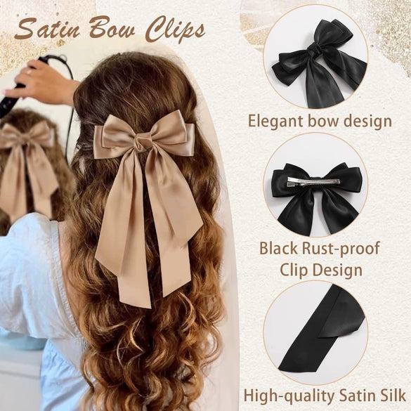 Double Layer Satin Ribbon Hairpin Polyester Material Cute Broken Bow Shape Handmade Women's Hair Accessory