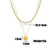 Double Layer Stacked Portrait Round Coin Pendant Titanium Steel Chain Bracelet Necklace Electroplated Women's