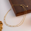 Double Layer Stacked Tassel Necklace Stainless Steel Geometric Electroplating Women's