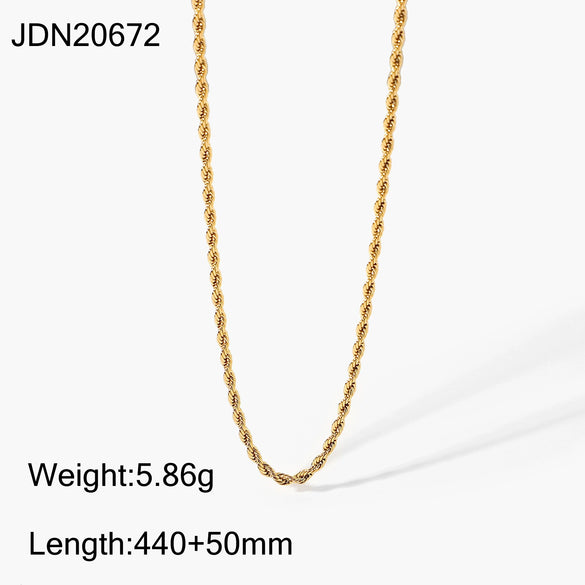 Double Layer Stacked Tassel Necklace Stainless Steel Geometric Electroplating Women's