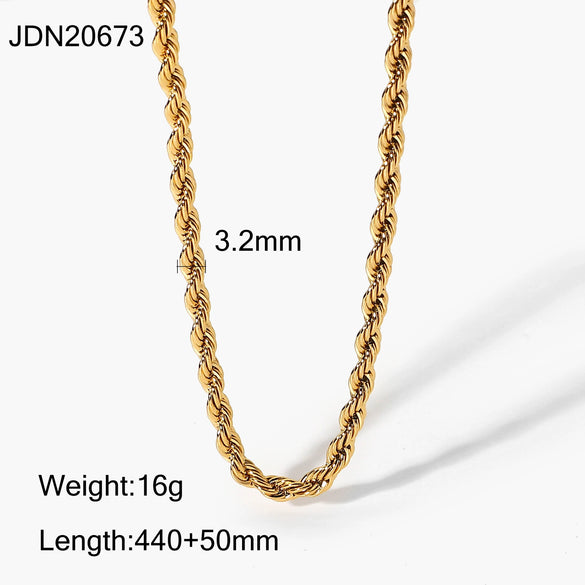 Double Layer Stacked Tassel Necklace Stainless Steel Geometric Electroplating Women's