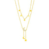 Double Layer Stacked Titanium Steel Star Moon Necklace With Electroplating For Women Geometric Design Light Luxury Niche Style