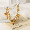 Double Layer Stainless Steel Hollow Heart Pendant Electroplated Fashion All Match Non Fading Women's Bracelet