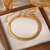 Double Layer Stainless Steel Twist Chain Golden Bracelet Fashion Style For Women
