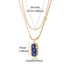 Double Layer Star And Moon Square Necklace With Blue Diamond Shaped Pendant Stainless Steel Bohemian Jewelry Set With Bracelet And Oil Drop Finish