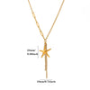 Double Layer Star And Moon Square Necklace With Blue Diamond Shaped Pendant Stainless Steel Bohemian Jewelry Set With Bracelet And Oil Drop Finish