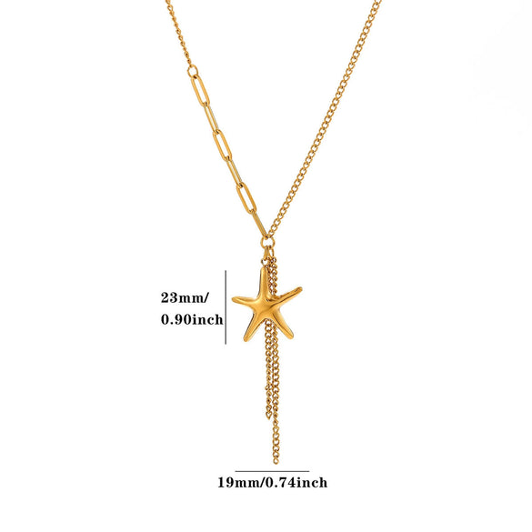 Double Layer Star And Moon Square Necklace With Blue Diamond Shaped Pendant Stainless Steel Bohemian Jewelry Set With Bracelet And Oil Drop Finish