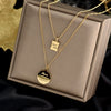 Double Layer Sweater Chain Hip Hop Cyber Clavicle Chain Titanium Steel Necklace For Women With Electroplating And Geometric Letters Numbers Text Pattern
