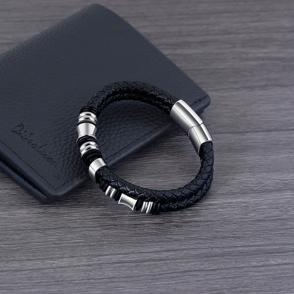 Double Loop Woven Leather Rope Men's Bracelet Fashion Personality Jewelry Bracelet Wholesale Vintage Handmade Cowhide