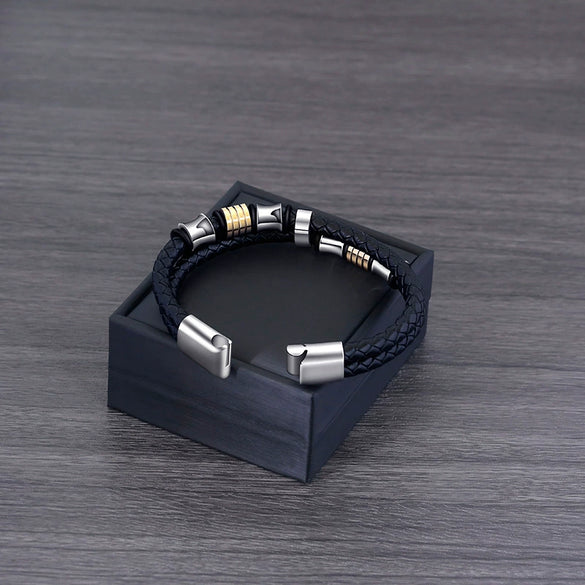 Double Loop Woven Leather Rope Men's Bracelet Fashion Personality Jewelry Bracelet Wholesale Vintage Handmade Cowhide