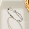Double Ring Double Diamond Zircon Geometric Rose Gold Electroplated Titanium Steel Women's Bracelet