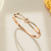 Double Ring Double Diamond Zircon Geometric Rose Gold Electroplated Titanium Steel Women's Bracelet